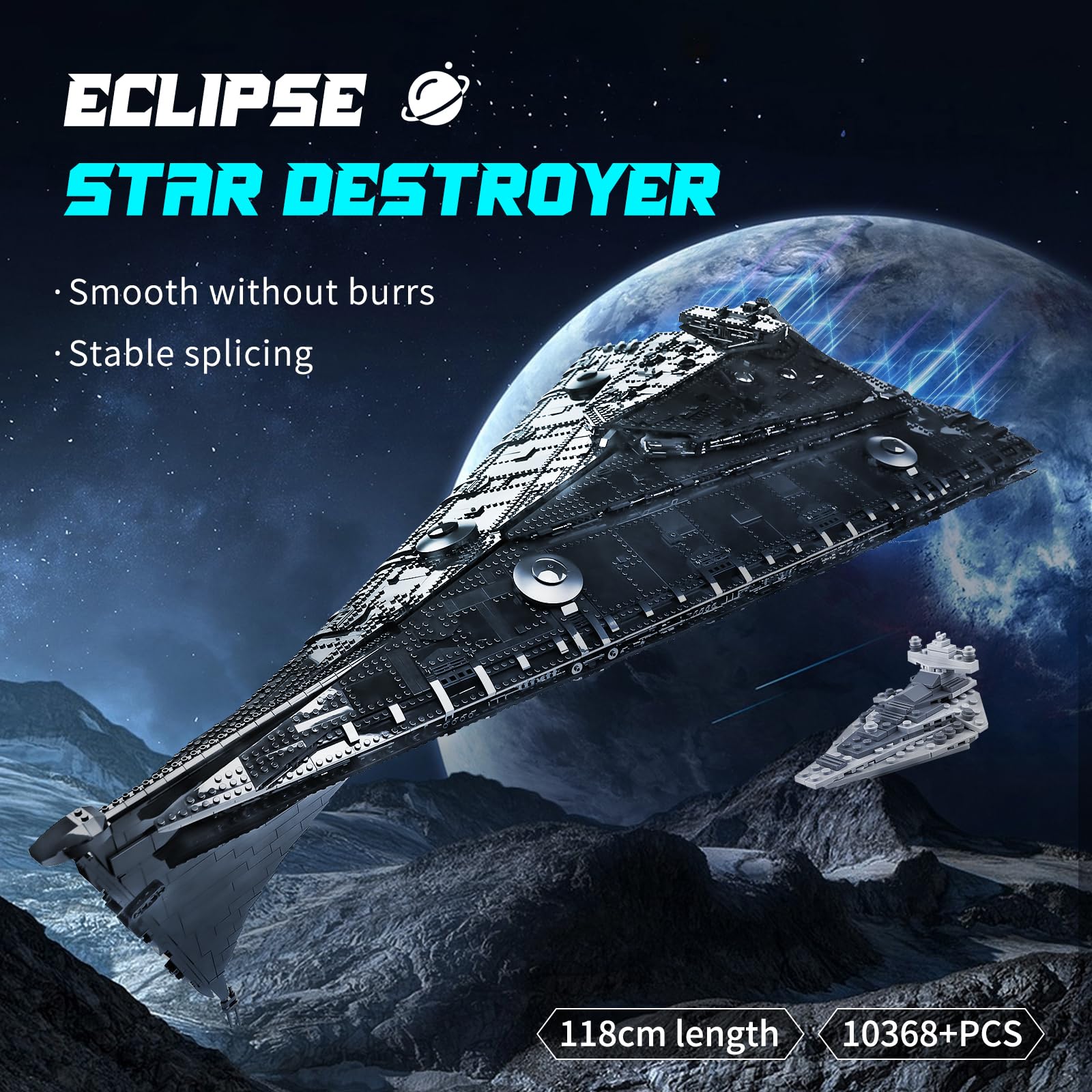 Mould King 21004 Technik Groß Sternenzerstörer Bausatz, Imperial Wing Fighter UCS Kollektion Series,Technologie Klemmbausteine Kompatibel mit MOC Super Star Destroyer Klemmbausteine Bausatz 3