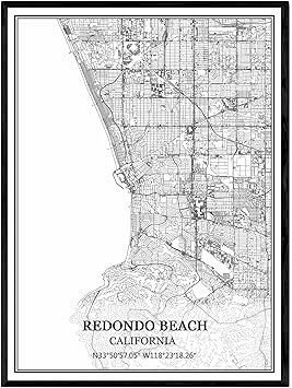 Amazon Co Jp レドンドビーチカリフォルニアアメリカ地図ウォールアートキャンバス印刷ポスター アートワークフレームなし地図お土産贈り物室内装飾 ホーム キッチン