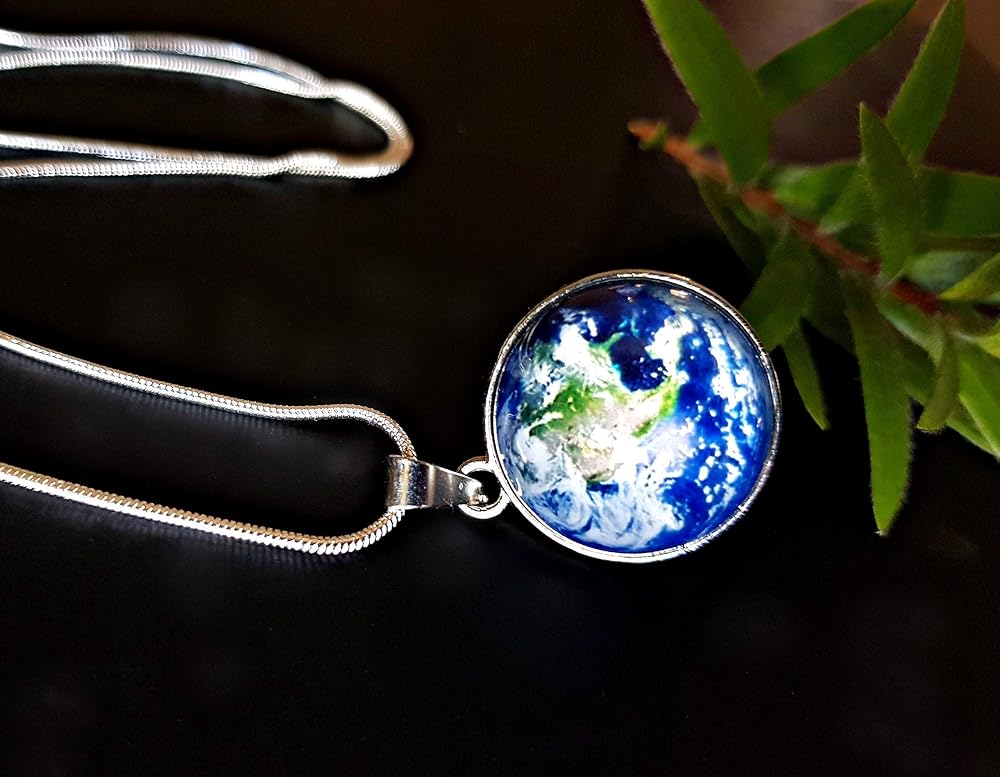Earth Necklace with 925 STERLING SILVER Chain GIFT BOX