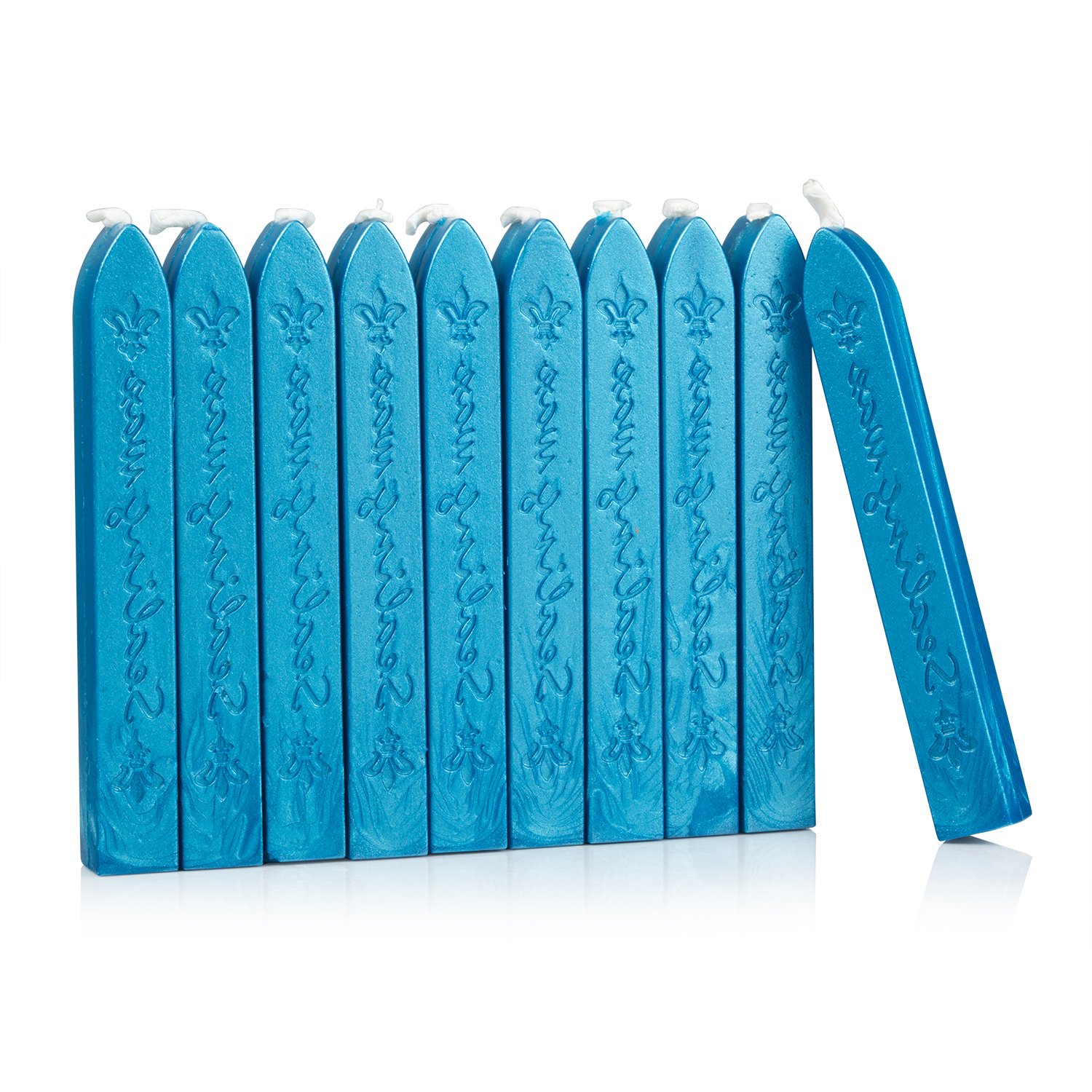 Mceal Sealing Wax Stick with Wick Flower De Luce of France Retro 10 Pieces Pack (Sky Blue)