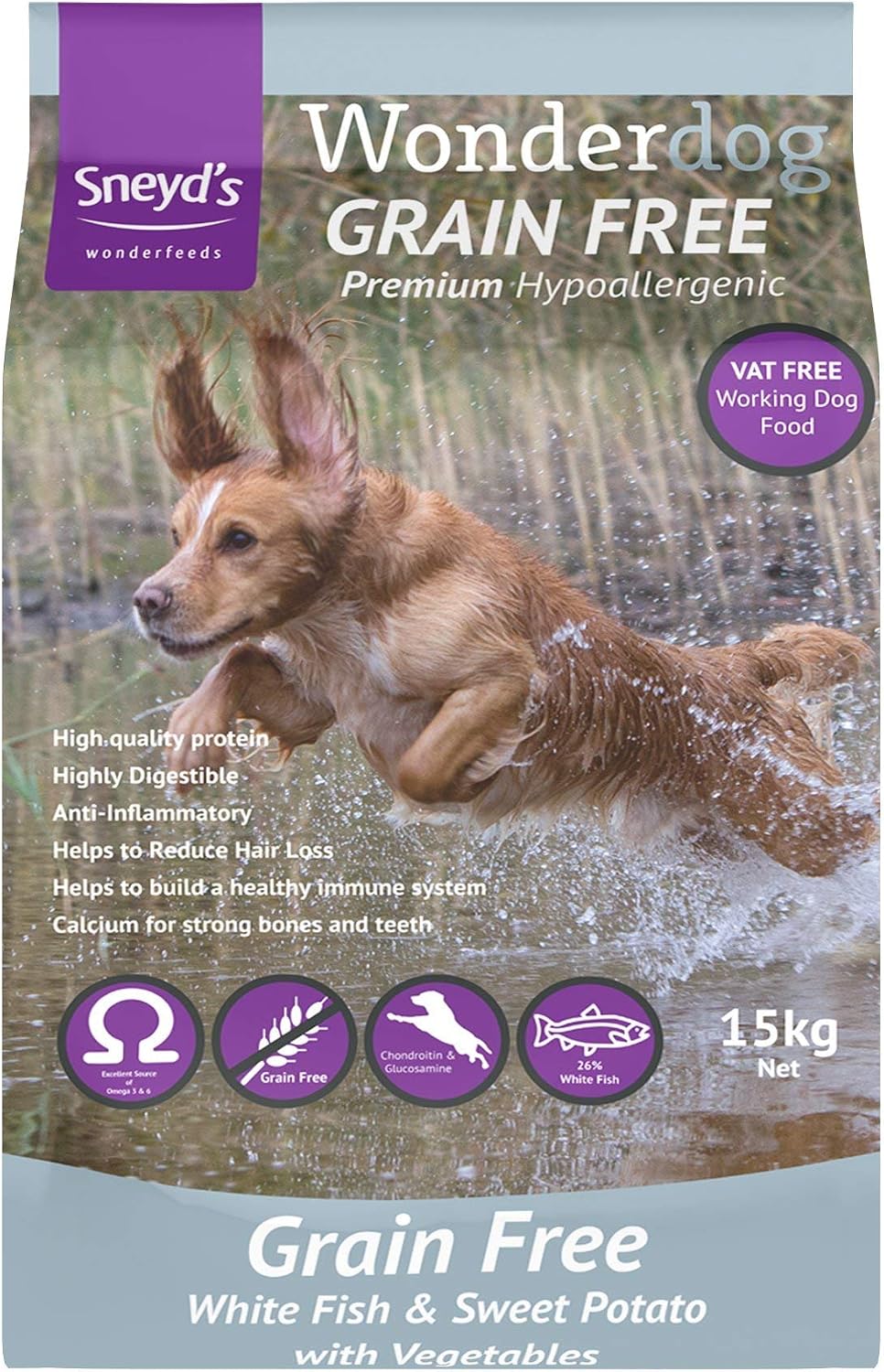 Wonderdog Grain-Free White Fish & Sweet Potato Dry Dog Food with Joint Care, 15 kg (Pack of 1)