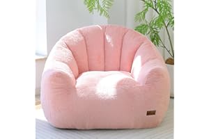 UODERS Bean Bag Chair, Faux Fur Beanbag Chairs for Kids & Adults, Shell-Shaped Comfy Floor Chair with Foam Filling for Readin