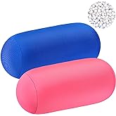 Geelin 2 Pcs Microbead Roll Pillow 11.8 x 6.3 Inch Soft Pillow Bolster Cylindrical Pillow Microbead Pillows for Sleeping Home Travel Neck Head Back Support Rest (Pink, Blue)