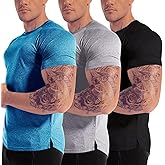Men's 3pack Dry Fit Workout Gym Short Sleeve T Shirt Moisture Wicking Active Athletic Performance Running Shirts