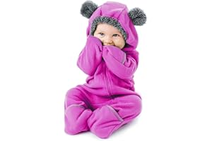 CUDDLE CLUB Fleece Baby Bunting Bodysuit – Infant One Piece Kids Hooded Romper Outerwear Toddler Jacket