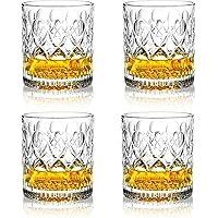 OPAYLY Crystal Whiskey Glasses 10oz (Set of 4) Rocks Glasses in Gift Box- Perfect for Scotch/Bourbon/ Cocktail Drinks…