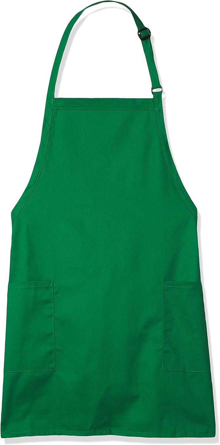 Uncommon Threads Unisex ADJ Bib Apron 2 Patch Pockets, Kelly, One Size: Food Service Uniforms Aprons: Clothing