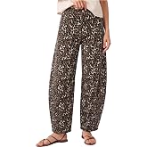 luvamia Barrel Jeans Women High Waisted Baggy Leopard Cheetah Denim Pants | Wide Leg Jeans for Women Trendy Stretchy, Ankle Length, Front Seam, Loose Fit, 27.5 Inch Inseam, Country Concert Outfits