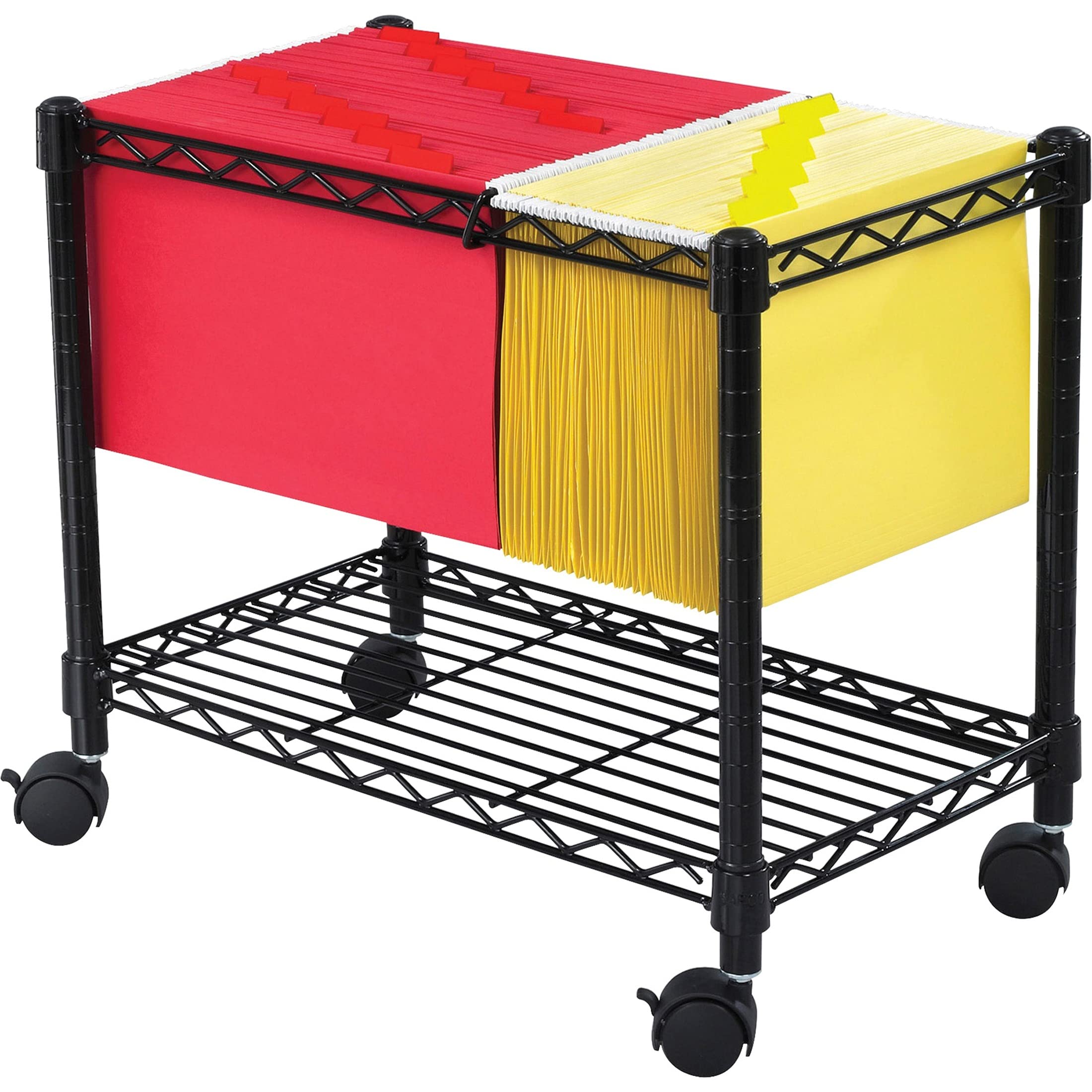 Safco Products Wire Mobile Letter/Legal File Cart 5201BL, Black Powder Coat Finish, Collapsible For Compact Storage