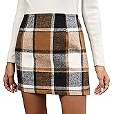 Dookttker Womens Plaid Flannel Skirt High Waist Bodycon Wool Mini Skirts with Side Hidden Zipper Fall Winter Outfits