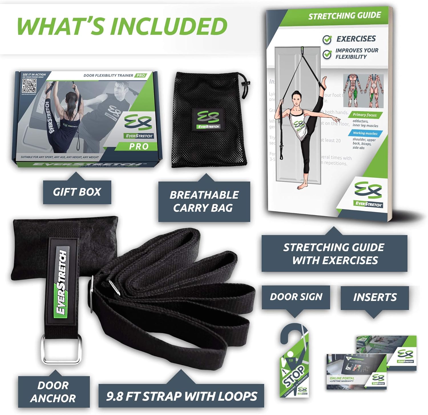 EverStretch Leg Stretcher: Get More Flexible with The Door Flexibility Trainer PRO Premium Stretching Equipment for Ballet, Dance, MMA, Taekwondo & Gymnastics. Your own Portable Stretch Machine! : Sports & Outdoors