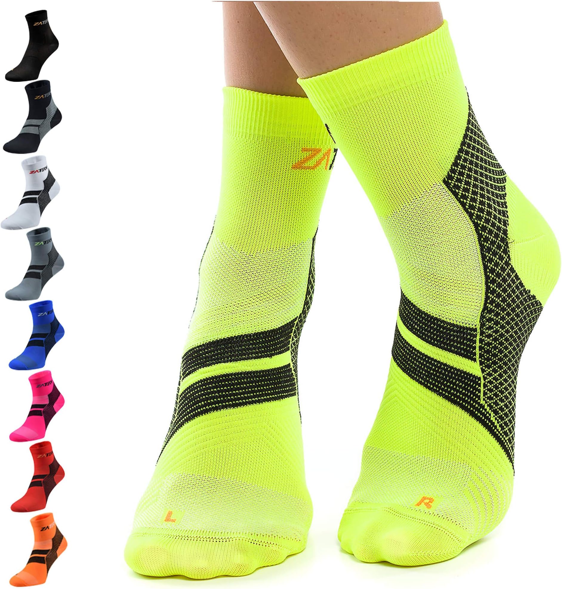 ZaTech Plantar Fasciitis Socks, Ankle Compression & Arch Support Socks, Seamless