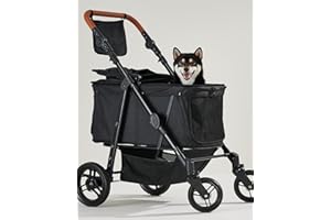 Zoosky Medium Dog Stroller for Large Dogspet Stroller for Medium Dogs Up to 66lbsAll-Terrain with Adjustable Handle & Can