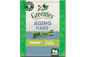 Greenies Veterinarian-Recommended Aging Care Adult Natural Dental Dog Treats Teenie Size, 27 oz. Pack, 96 Count