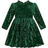 Luckrizyy Toddler Girls Velvet Dress Puff Long Sleeve Lace Collar Halloween Party Dresses Baby Fall Winter Clothes 2-7T