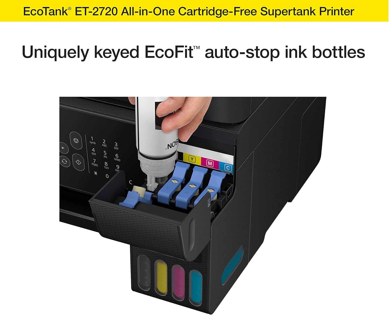 Epson EcoTank ET-2720 Wireless Color All-in-One Supertank Printer with Scanner and Copier - Black: Electronics