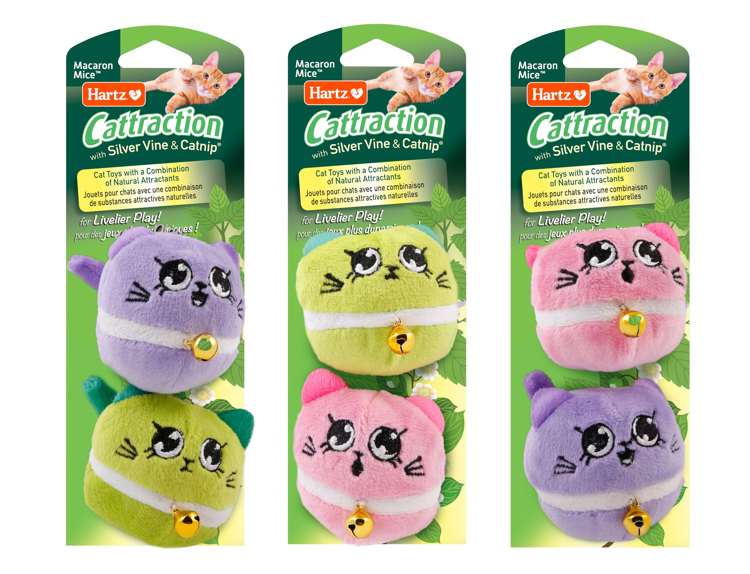 Cattraction with Silver Vine & Catnip Macaron Mice - 2 Pack,All Breed Sizes