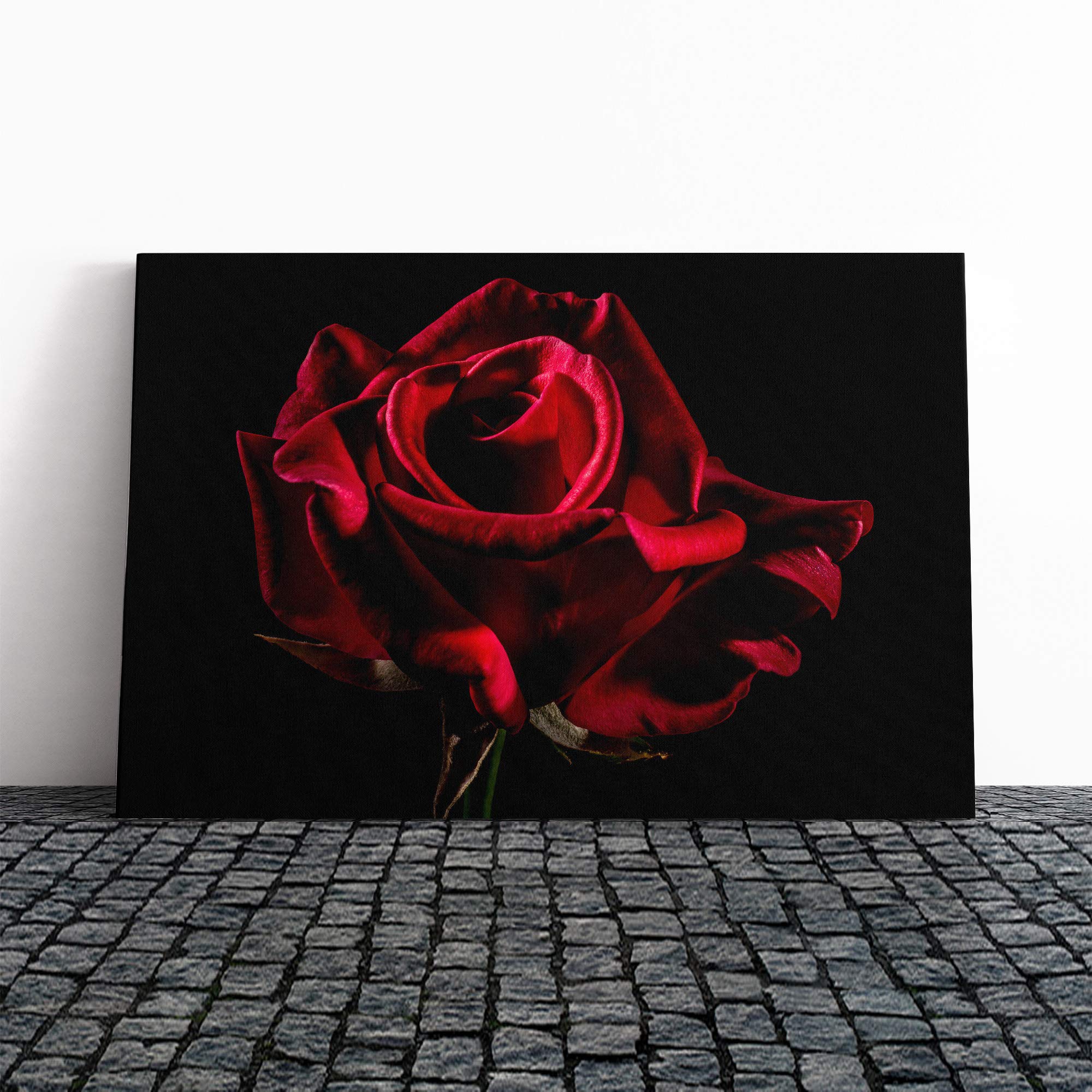 Flower Red Rose (3) Canvas Print | Gallery Wrapped 30mm Frame Wall Art | 20x14 inches | Ready to Hang | Modern Floral Picture | Living Room Bedroom Lounge Office