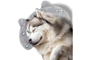 POMESEA Dog Pillows for Large Dogs, Glow in The Dark Soft Neck Pillow, U-Shaped Pillow for Cat and Dog, Machine Washable Toy & Birthday Gift (Glow Grey, L)