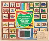 Melissa & Doug Wooden Stamp Colouring Set Vehicles Kids Age 4+ Arts Crafts view 1