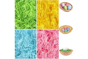2 LB Easter Grass Shredded Paper Filler for Gift Baskets Boxes, Crinkle Cut Easter Grass Pink Blue Yellow Green for Baskets, 