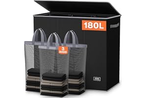 SOLEDI 180L Laundry Hamper 3 Section, Extra Large Laundry Hamper with Lid, Dirty Clothes Hamper with Sturdy Handle, Large Lau