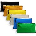 Canvas Tool Bag Zipper Pouch - 6 Pack Heavy Duty Tools Utility Pouches, Multipurpose Storage Organizer Tote Bags with Dependable Metal Zippers, 12.5 x 7-Inch, Olive/Orange/Blue/Yellow/White/Black