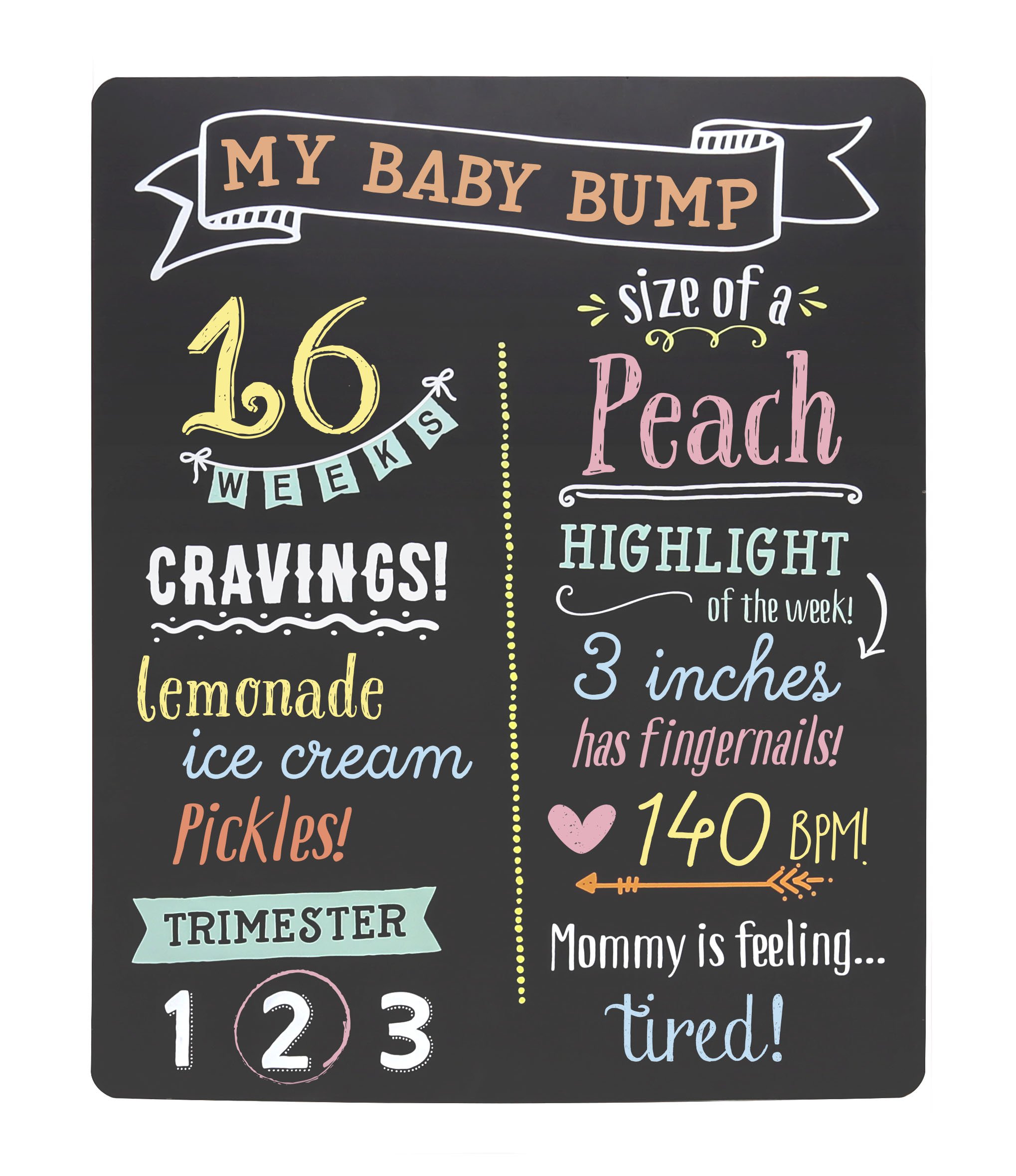 Pearhead Pregnancy Photo Prop Chalkboard with Chalk, Share Pregnancy Announcement and Pregnancy Highlights with Family and Friends, Black