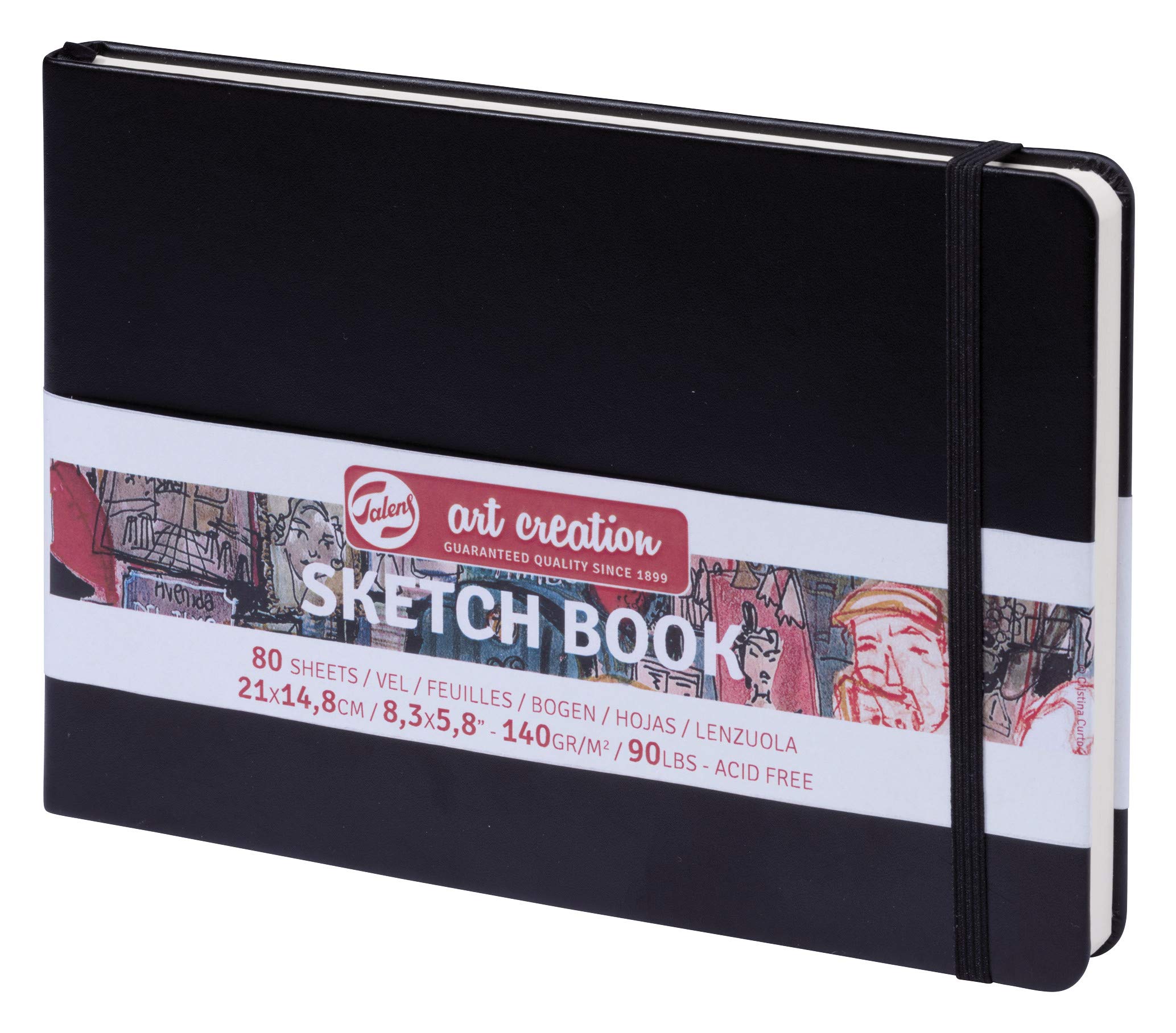 Talens Art Creation Sketchbook - Black 14.8 x 21 cm - 80 Sheets - 140 g/m² Acid-Free Paper for Drawing and Journaling