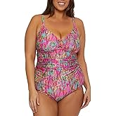 BECCA ETC. Womens Polynesia Plus Size Multiway Tankini, Casual, Swimsuit Tops for Women