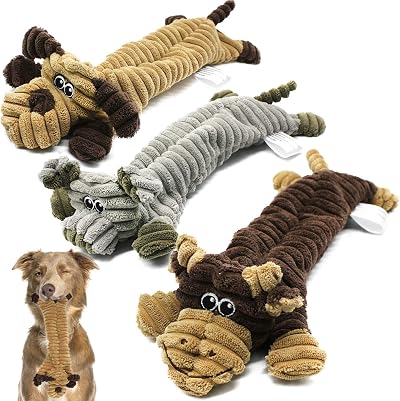 AWOOF Indestructible Squeaky Dog Toys Pack of 3 for Large Dogs
