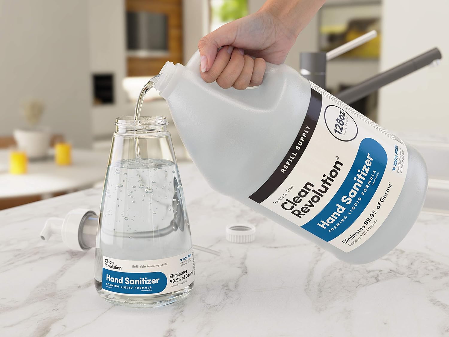 Clean Revolution Hand Sanitizer 128oz Refill Supply Container. Ready to Use Formula. Free of Artificial Fragrances, 7.2 Lb: Health & Personal Care