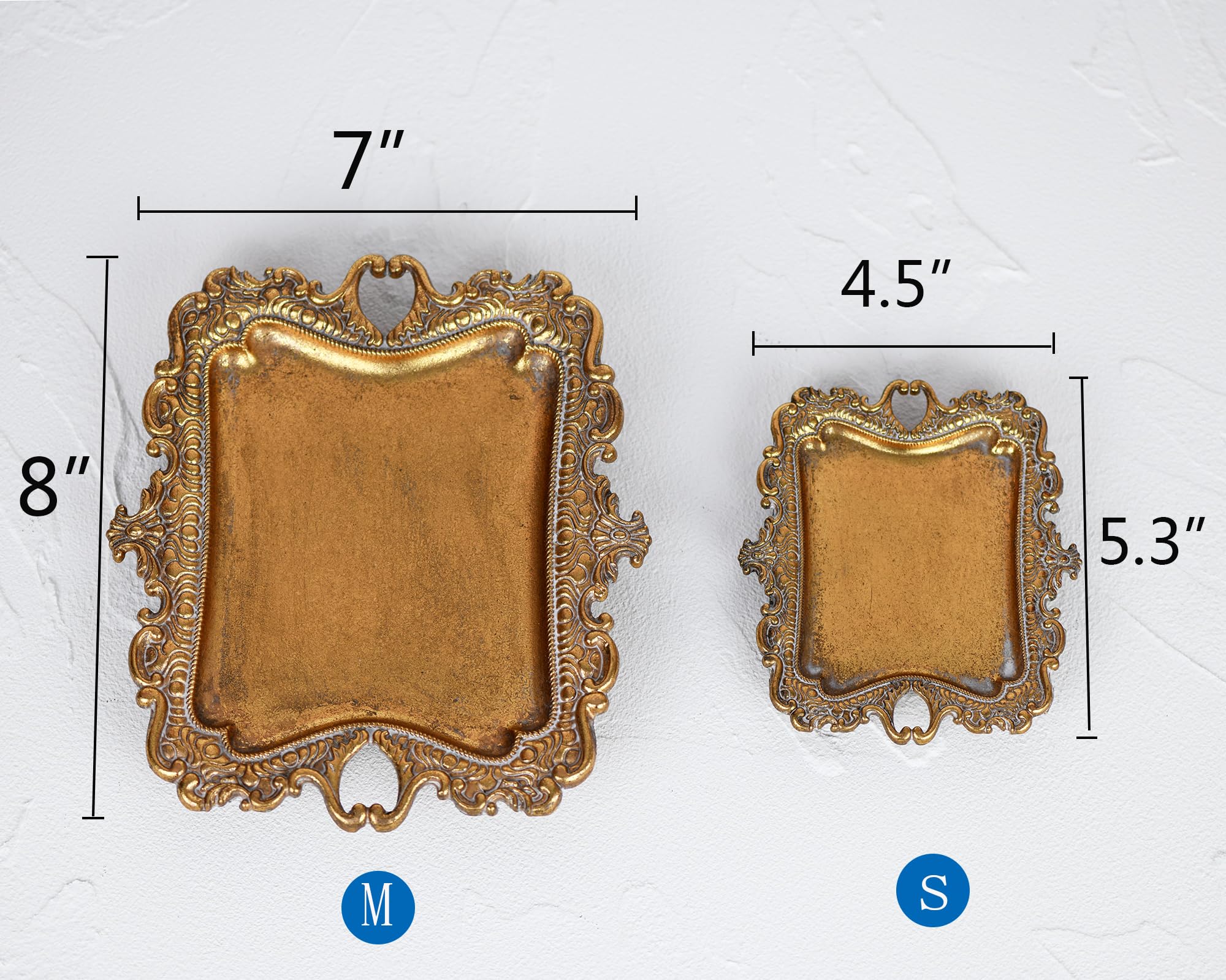 Funly mee Small Antique Trinket Dish Vintage Gold Jewelry Tray, Ring Holder