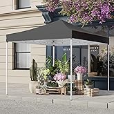 PHONWHON Shades 10x10 Pop Up Canopy, Heavy Duty Beach Tent with Carrying Bag for Easy Moving, Sun Shelter for Parties, Events, Camping, Outdoor Gazebo with 420D PU Coated Waterproof Grey Fabric