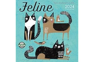 Feline 2024 Wall Calendar: Terry Runyan's Cats | 12" x 24" Open | Amber Lotus Publishing