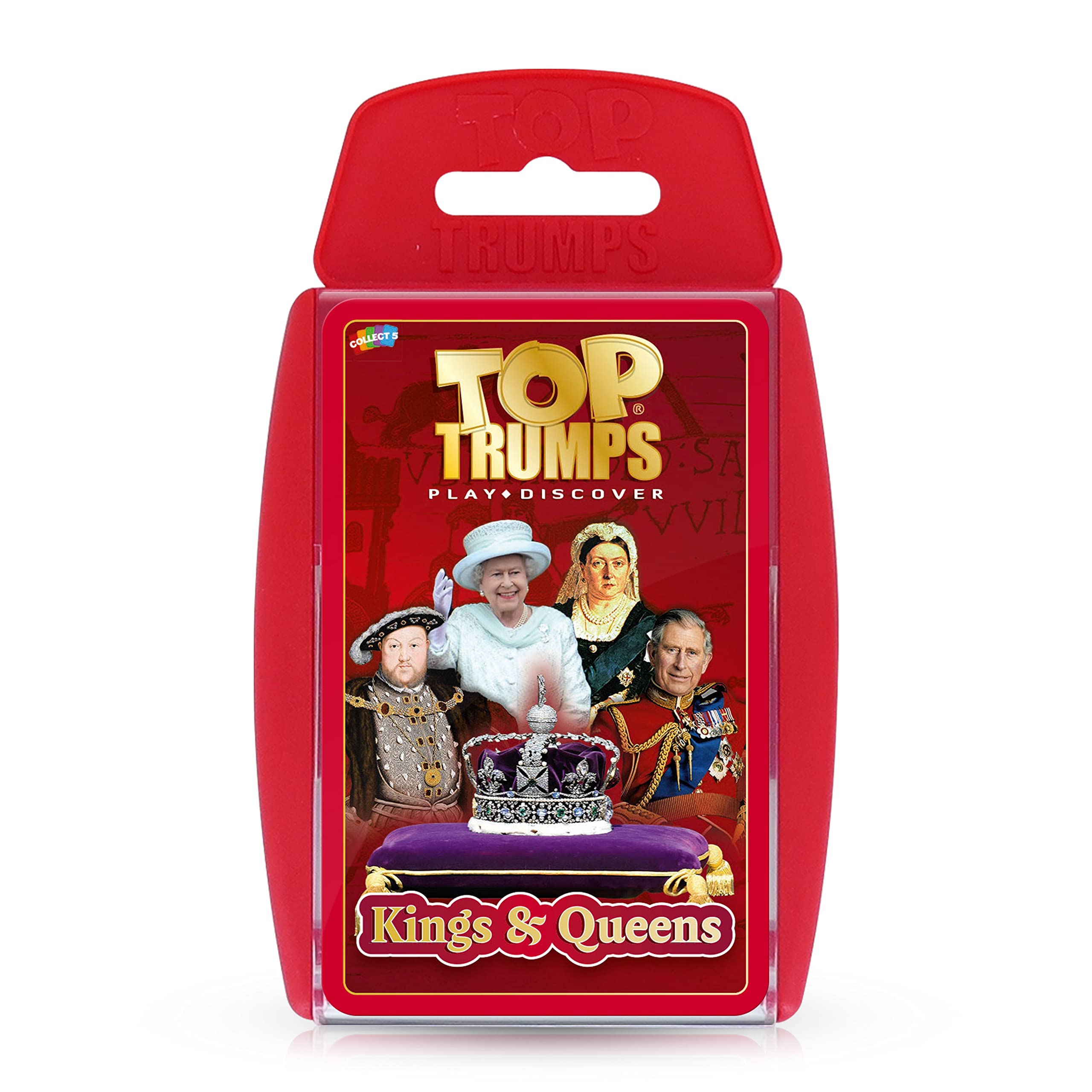Top Trumps Kings and Queens Classic Card Game, play with 30 Kings and Queens including Queen Elizabeth II and Charles I, gift for ages 6 plus