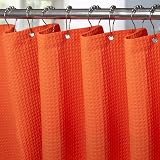 Shower Curtain 122x182cm Waffle Orange with Metal Hooks