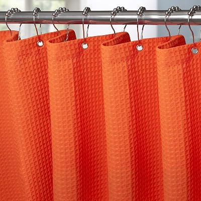 Shower Curtain with Metal Hooks Waffle Fabric 152x182cm Orange
