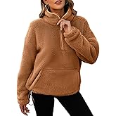 Neineiwu Womens Half Zip Fleece Pullover Fuzzy Oversized Sweatshirts Sherpa Polar Long Sleeve Hoodies With Pockets