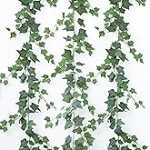 Mizii 3 Strands Artificial Vines Ivy Garland 74" Fake Vine with Silk Green Leaves Faux Hanging Plants Greenery Decoration for Outdoors Wedding Party Indoor Bedroom Home Wall Room Decor (Green)