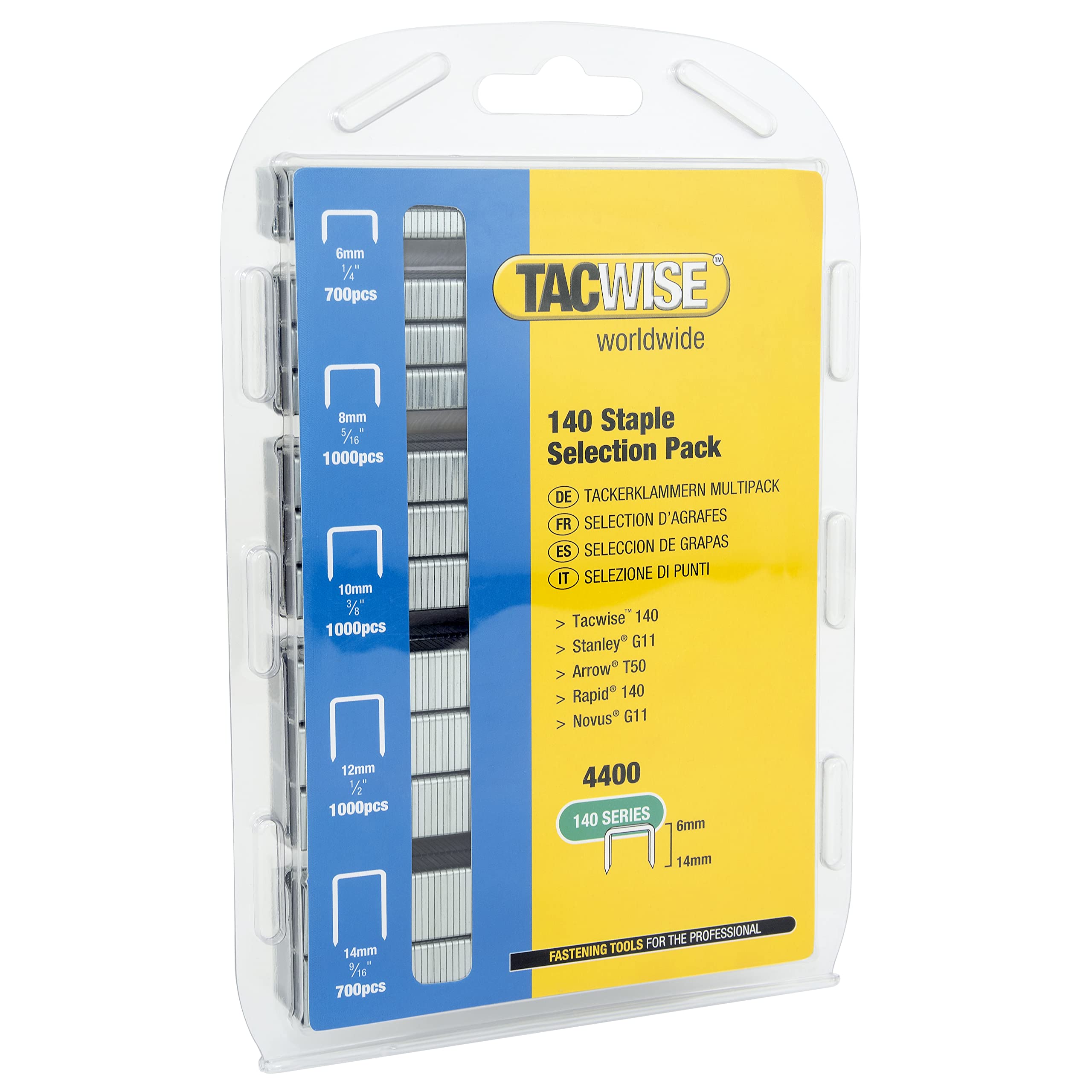Tacwise 0350 Selection Pack of Type 140/6-14mm Heavy Duty Galvanised Staples, Pack of 4400, Silver