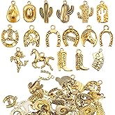 MTLEE 100 Pieces Western Cowboy Charms for Jewelry Making Alloy Antique Cowboy Boot Hat Horse Cactus Charms Horse Western Pendant for Bracelet Necklace, 10 Styles