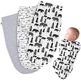 Henry Hunter Baby Swaddle Sack | The Simple Swaddle | Soft Stretchy Cotton Swaddles for Newborns | Baby Swaddles 0-3 Months, Swaddle Blankets for Baby Boy, Pack of 3, Bear | Arrow | Light Heather