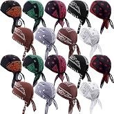 Geyoga 18 Pieces Do Rag Skull Cap Sweat Wicking Beanie Paisley Pattern Bandanna Biker Skull Head Wraps Quick Drying Hats Biker Beanie Cap for Men and Women (Classic Style,Classic)