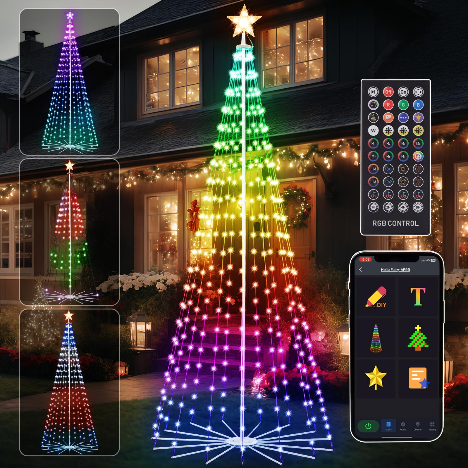 Photo 1 of FANCILLUMA 8 FT Outdoor Christmas Tree,Smart APP Remote Control RGB Color Changing DIY Timer LED Christmas Tree for Indoor Outdoor Decorations