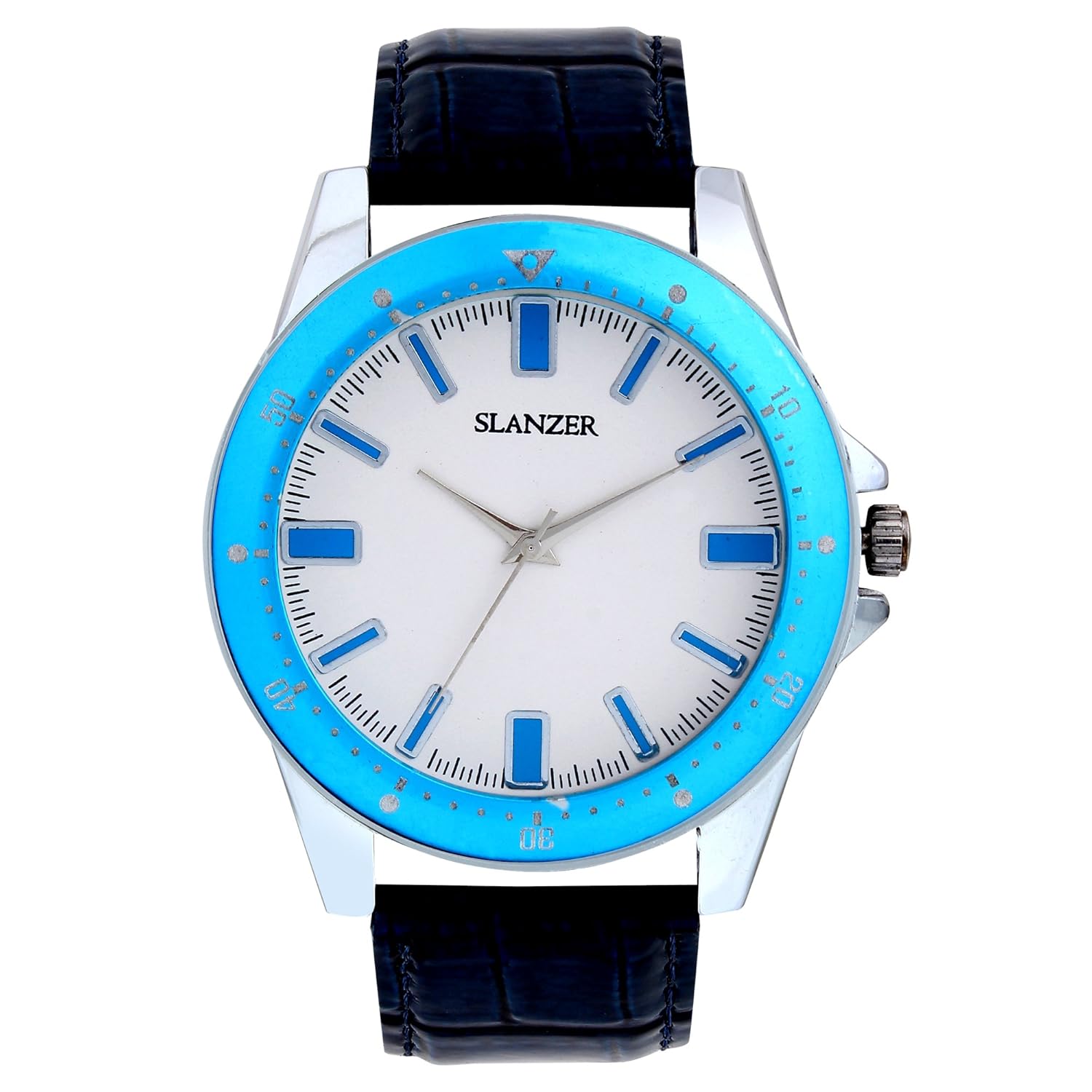 slanzer prophecy slz-0028 white dial blue strap analog men's watch