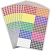6000 Pack, 1/4" Small Colored Dot Stickers Round Labels - 10 Colors