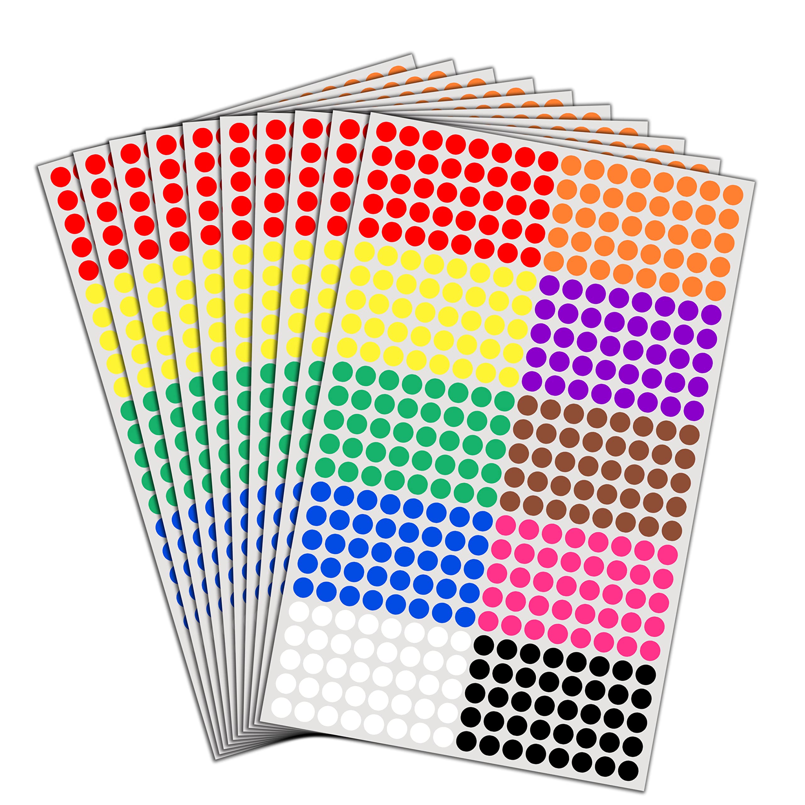 6000 Pack, 1/4" Small Colored Dot Stickers Round