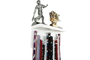 MedalAwardsRack Premier Medal Hanger Display Rack and Trophy Shelf for Gymnastics, Soccer, Basketball, Football, and More – 1 ft