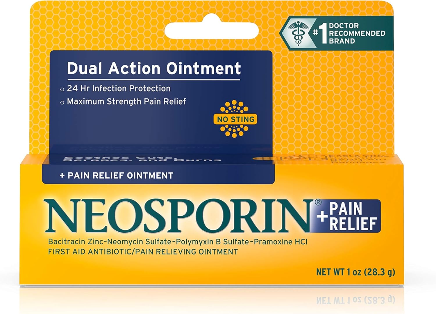 Neosporin + Maximum-Strength Pain Relief Dual Action Antibiotic Ointment with Bacitracin Zinc, 1 oz: Health & Personal Care